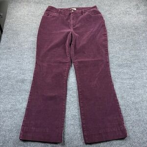 St. John's Bay Corduroy Dress Pants Womens 12 Purple Straight Leg Stretch Casual